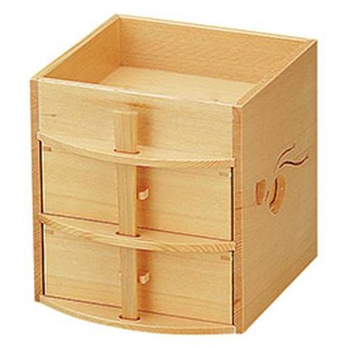 檜・二段引き出し弁当/お役目用/新品/貨物輸送無料