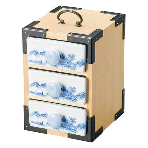 三段弁当用陶器(引出) 山水/業務用/新品/小物送料対象商品
