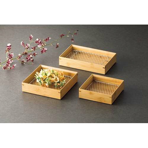 竹・天ぷら盛皿クリアー ステンレス目皿付 正角5寸/業務用/新品/小物送料対象商品