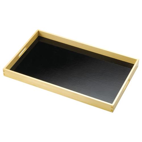 (中)脇取盆 黒枠木材 木 /御勤め用/新品/小物貨物輸送客体商いもの