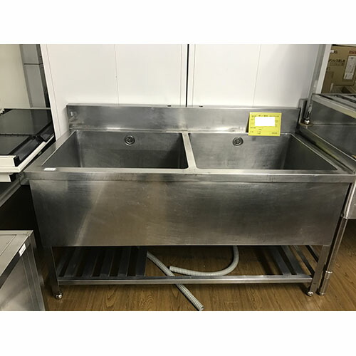 二槽シンク キャビネット付き BGあり 業務用 中古/送料別途見積 二槽シンク BGあり 業務用 中古⁄送料別途見積 二槽シンク 台付き