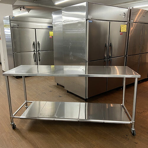 【中古】御役目台 キャスター付き添い人 BGなし 幅1800×奥ぶかさ600×高さ850 【貨物輸送無料】【お役目用】【飲食店 バス発着場 勝手もと設備 御役目台 お役目用御役目台】