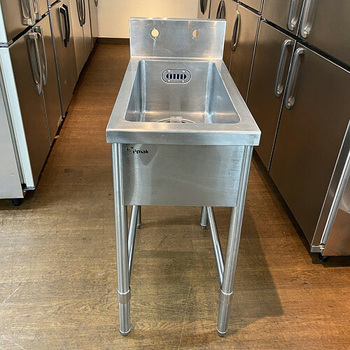 【中古】一槽シンク 三方枠 BGあり 幅390×奥行750×高さ850 【送料無料】【業務用】【飲食店 店舗 厨房機器 一槽シンク 業務用一槽シンク】