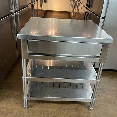 【中古】作業台 引出し付き BGなし 幅750×奥行600×高さ850 【送料無料】【業務用】【飲食店 店舗 厨房機器 作業台 業務用作業台】