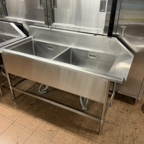 【中古】二槽ソイルドシンク BGあり 幅1480×奥行630×高さ800 【送料無料】【業務用】【飲食店 店舗 厨房機器 二槽シンク 業務用二槽シンク】