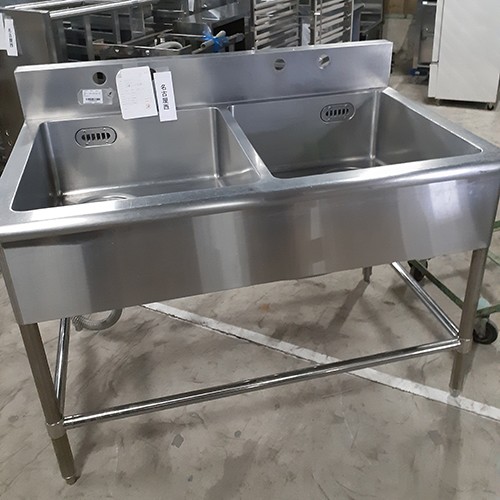 【中古】二槽シンク BGあり 幅1200&times;奥行750&times;高さ800 【送料無料】【業務用】【飲食店 店舗 厨房機器 二槽シンク 業務用二槽シンク】｜業務用厨房のテンポス