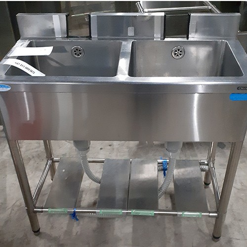 【中古】二槽シンク BGあり 幅900&times;奥行450&times;高さ800 【送料無料】【業務用】【飲食店 店舗 厨房機器 二槽シンク 業務用二槽シンク】｜業務用厨房のテンポス 23,760円