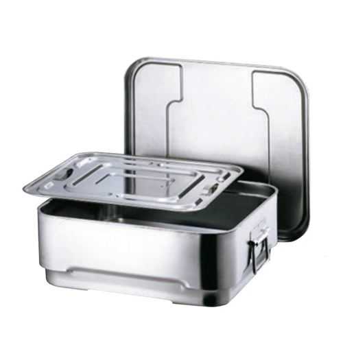 18-8角型二重食缶(内蓋付) 365×315×H125粍/御勤め用/新品/貨物輸送別途積もり書き