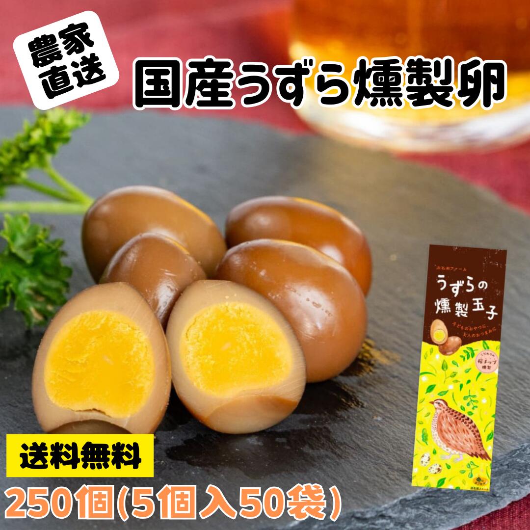 うずら農家が本気で作った うずらの燻製卵 5個入り50袋 送料無料 業務用 ランキング1位 浜名湖ファーム おつまみ おやつ メール便 でポスト投函 で簡単受け取り うずらの卵
