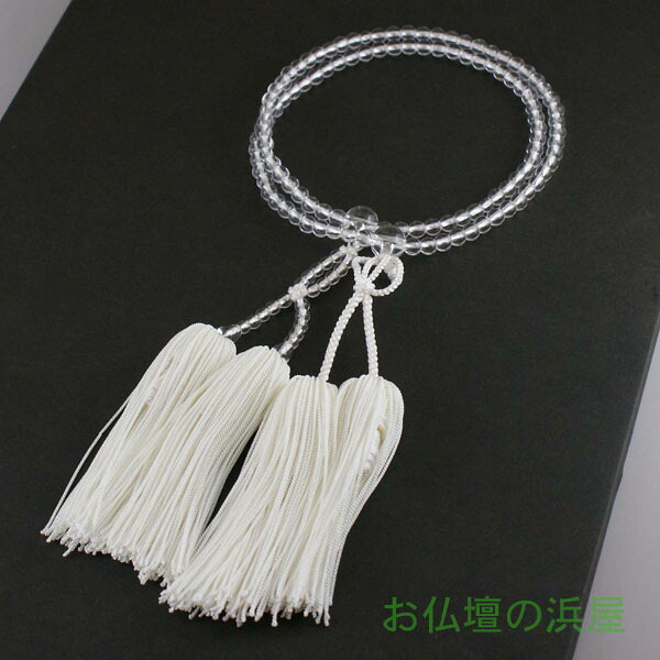 【200円クーポン配布 4/4～10】数珠（念珠） 浄土真宗用 女性用 水晶・共仕立 108玉 正絹切房（蓮如結）8寸 　法事 法要 葬式 葬儀 お盆 お彼岸 49日 四十九日 満中陰 水晶 共仕立 浄土真宗 西 東 西本願寺 東本願寺 浄土真宗本願寺派 真宗大谷派 女性 婦人 女 レディース ●