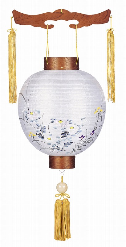【200円クーポン配布 4/4～10】盆提灯 【ちょうちん・吊その他】 御殿丸 １０号 ケヤキ 高さ37cm×火袋径31cm 4113-L 初盆 初盆提灯 新盆 行灯 ちょうちん ●お仏壇・仏具の浜屋