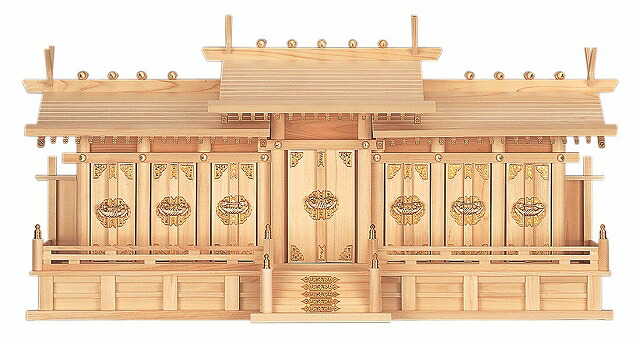 大屋根食い違い七社 （ひのき） 横巾108×高さ54糎 【神棚】 ●お仏壇・仏具の浜屋