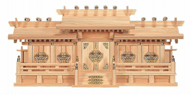 新寸大屋根食い違い五社 （ひのき） 横巾79×高さ36糎 【神棚】 ●お仏壇・仏具の浜屋