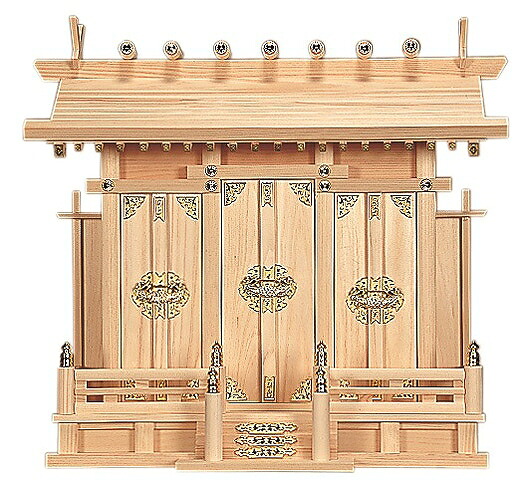 通し屋根三社・特大　（ひのき） 横巾54×高さ50cm 【神棚】 ●お仏壇・仏具の浜屋