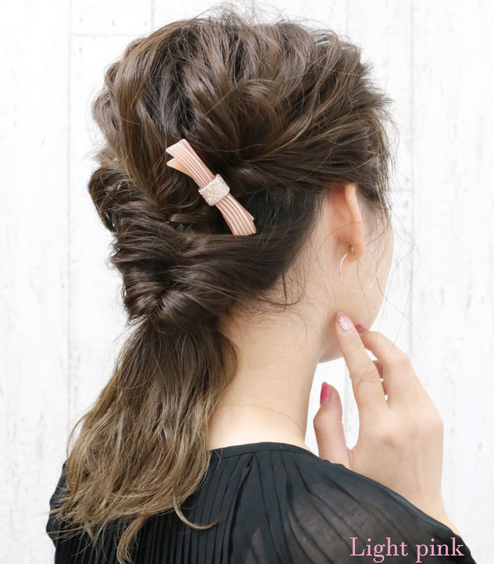 Outlet Sale ラパーヌス リボン ストライプ クリスタル ストーン エナメル 細め スリム アシンメトリー ヘアアレンジ 使い方 結婚式 パーティ ヘッドアクセ ヘアアクセサリー シャンパーニュ 髪飾り M Artpassions Ch