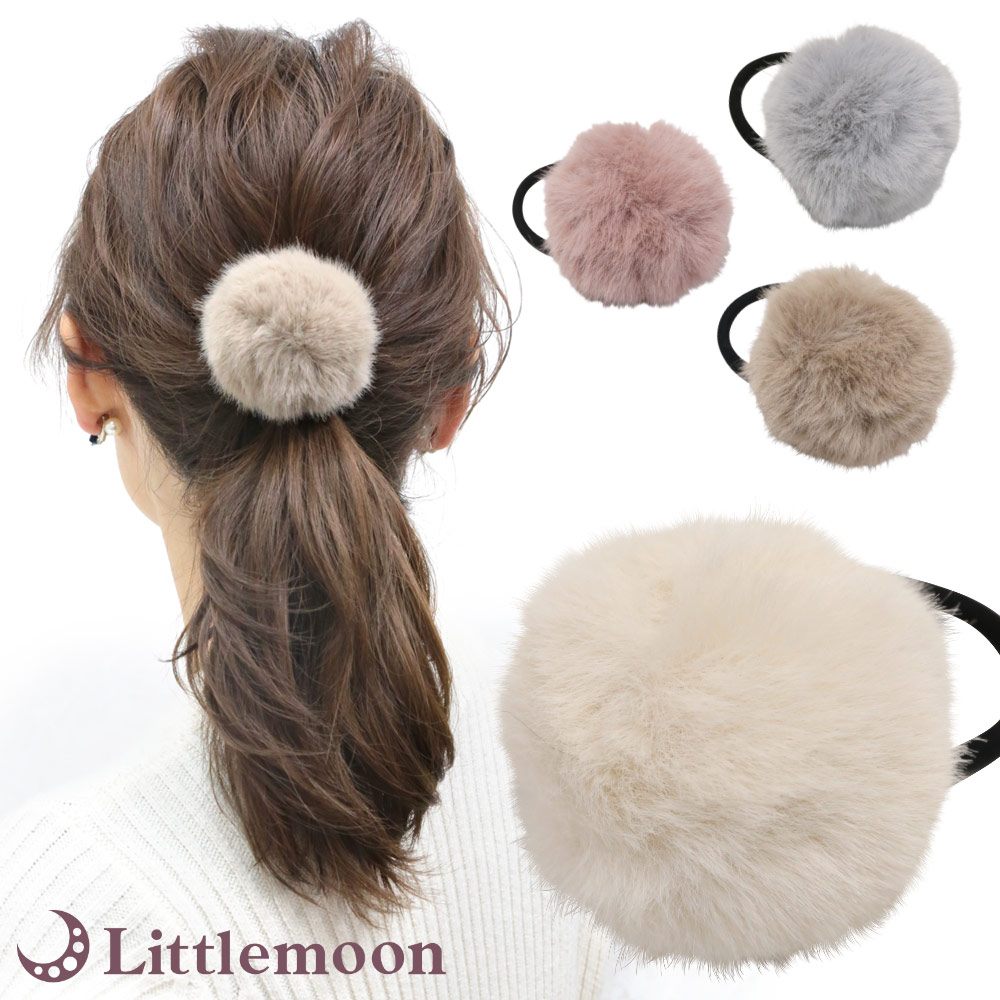 ふわふわポンポンリボン♡シェル♡ヘアゴム