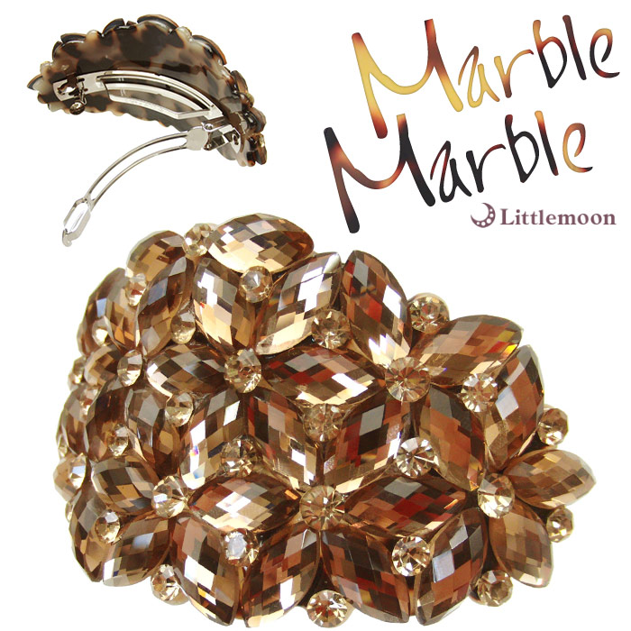 べっ甲 バレッタ クリスタル 【送料無料】宅配便！送料無料！【Marble Marbleバレッタ】ベアトリス ［べっ甲風 アニマル柄 アセテート アセチ ヘアアクセサリー まとめ髪 マーブルマーブル ］ 5,984円