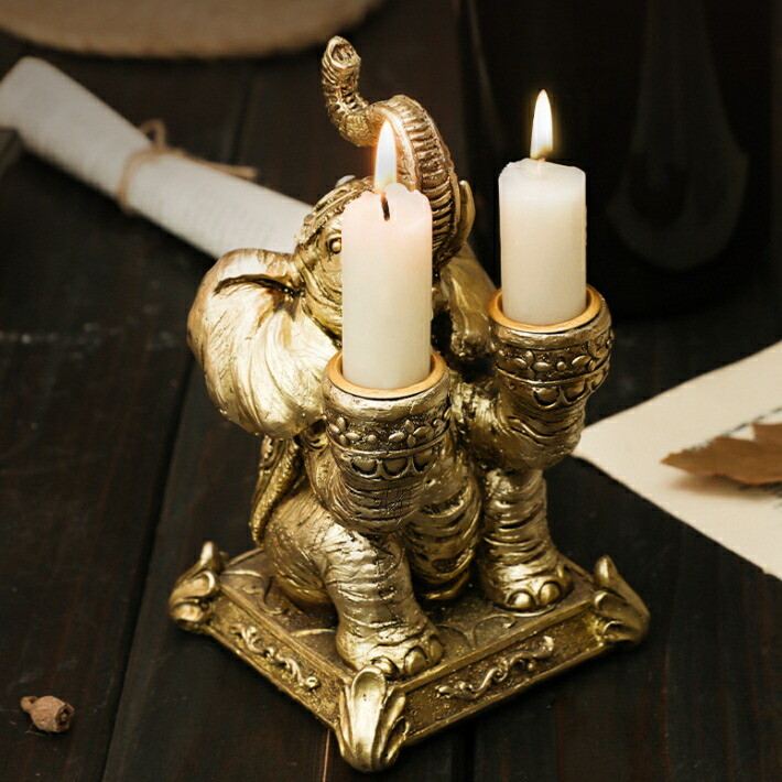 楽天市場】キャンドルホルダー 幸せの象 金象 金像 北欧風デザイン