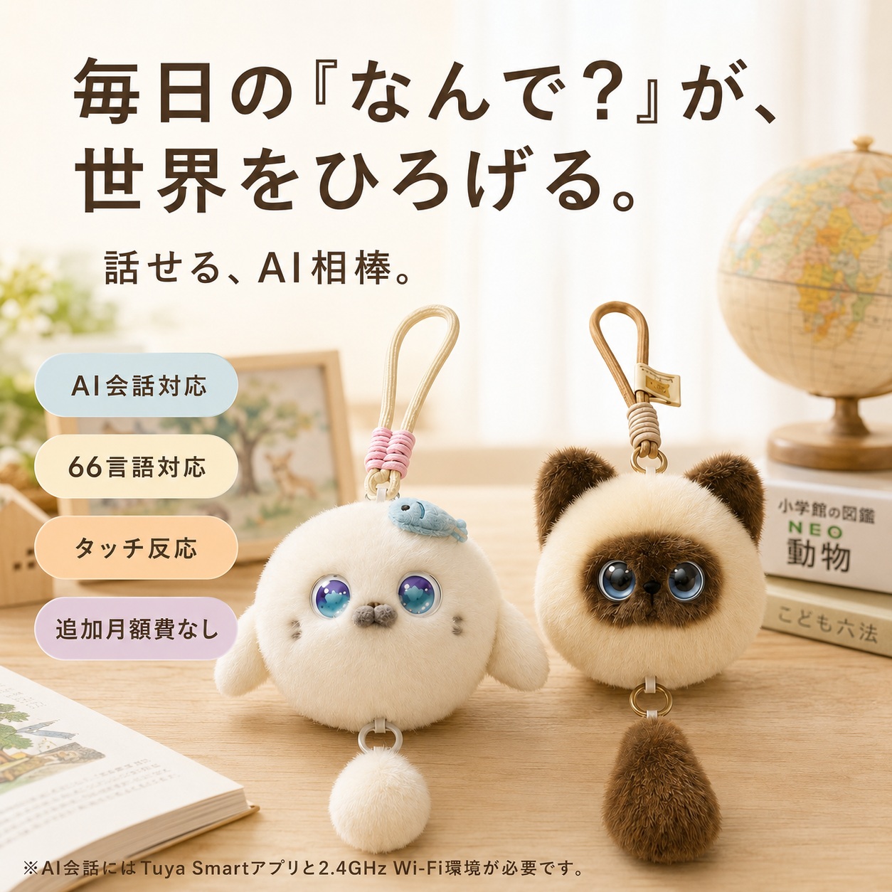 【限定2000円OFFクーポン利用で8580円・ChatGPTで英会話】AIペット 電子ペット 英語 知育玩具 66ヶ国語対応 おしゃべり ぬいぐるみ 喋る ロボット 学習 幼児 小学生 入園 入学 祝い 誕生日 プレゼント ネット検索 月額0円 ストラップ付｜プロテア