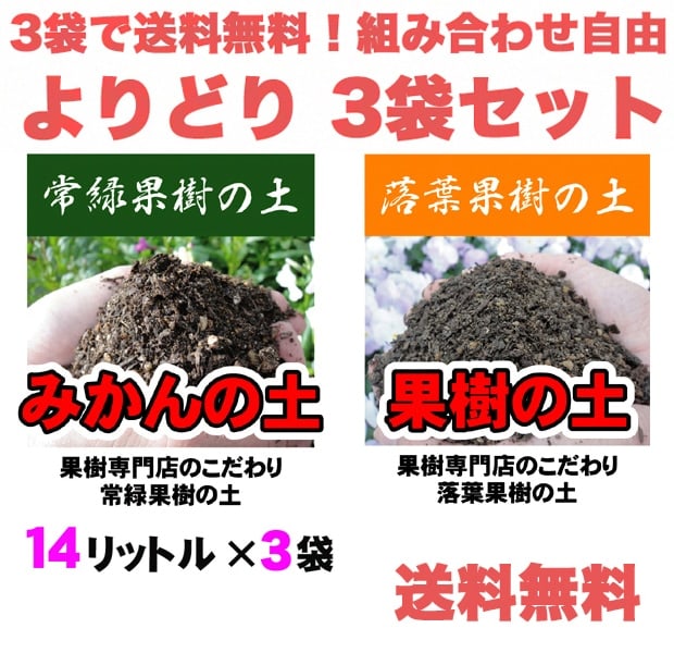 楽天市場 送料無料 組合せ自由 3袋セット販売 果樹の土 みかんの土 資材 培養土 果樹専用 ミカン 蜜柑 北海道 沖縄 離島不可 苗木部 ｂｙ 花ひろばオンライン