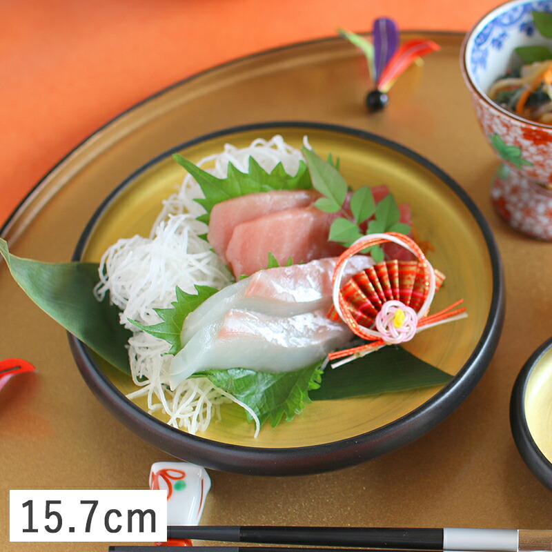 楽天市場】＼在庫限り／【クーポン配布中】黒釉金彩角柄 丸刺身皿 刺身