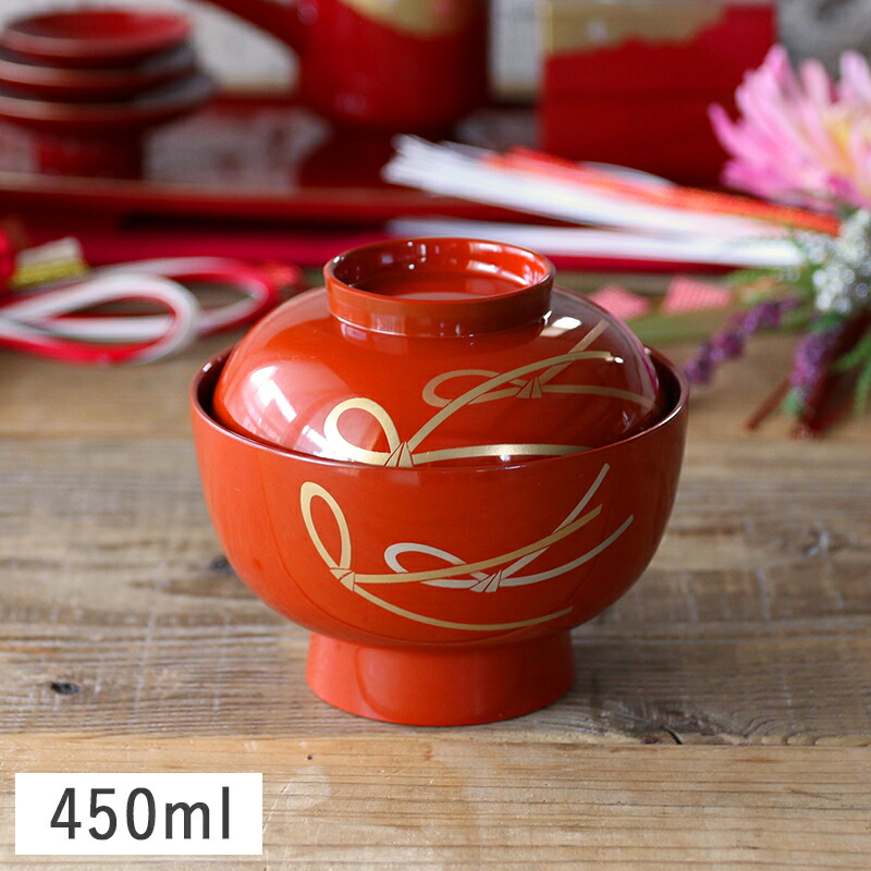 楽天市場】【クーポン配布中】結び ふた付き 高台 雑煮椀 13.5cm (黒内