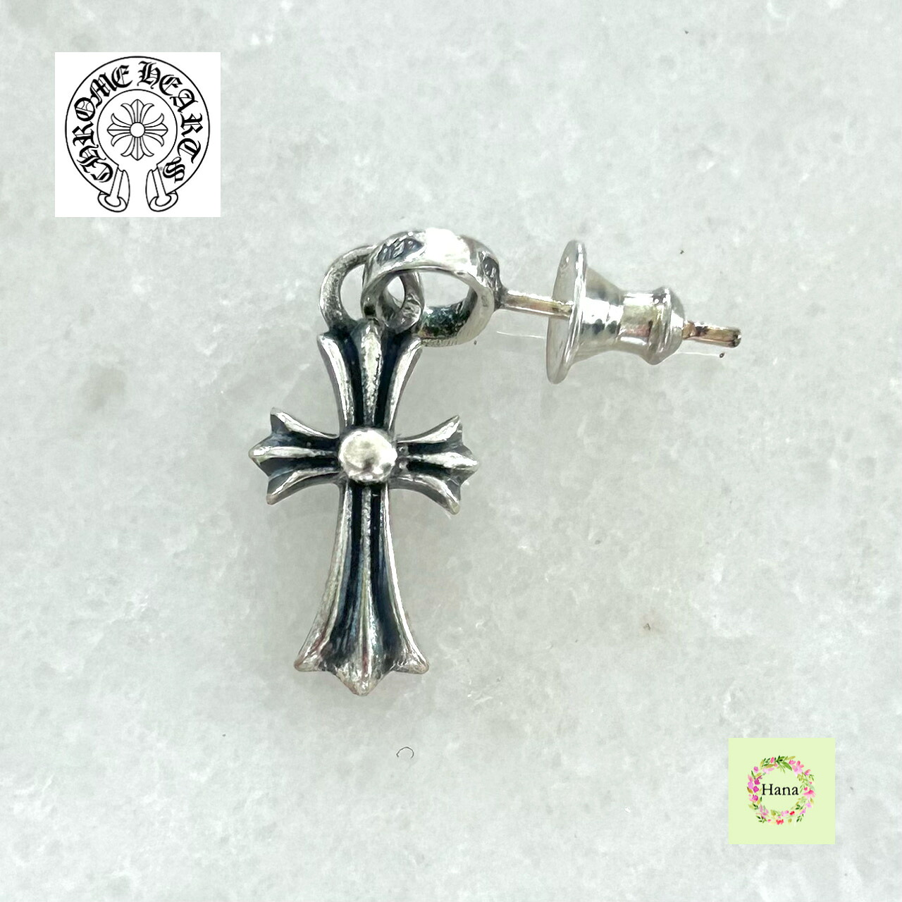 【お墨付き無繰りかえる/新品未当てはめる】CHROME HEARTS クロムハーツ 925 ベイビーファット 落っこちる しろがね色ピアス ベビーファット ERNG/マイコン CH CROSS BABY FAT SLV 2.29g 差し上げ物
