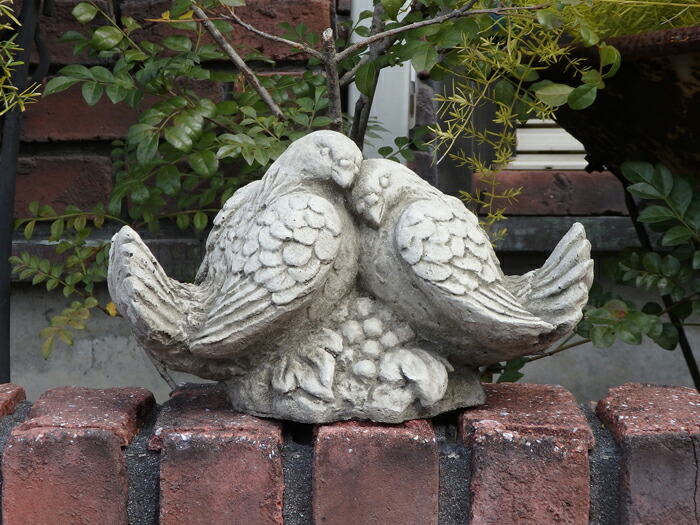 ガーデニング ガーデン 小鳥 英国 雑貨 ストーン製『English Love Bird』｜花遊び