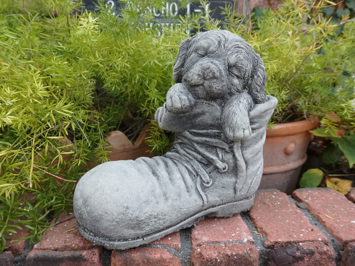 ガーデニング ガーデン 英国 雑貨 ストーン製 『English Dog in Shoe』|花遊び