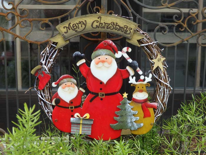 稀少　レトロ　アンティーク　クリスマス　スノーマン　サンタ　トナカイ アンティークウッド スインギング 3体セット サンタ スノーマン