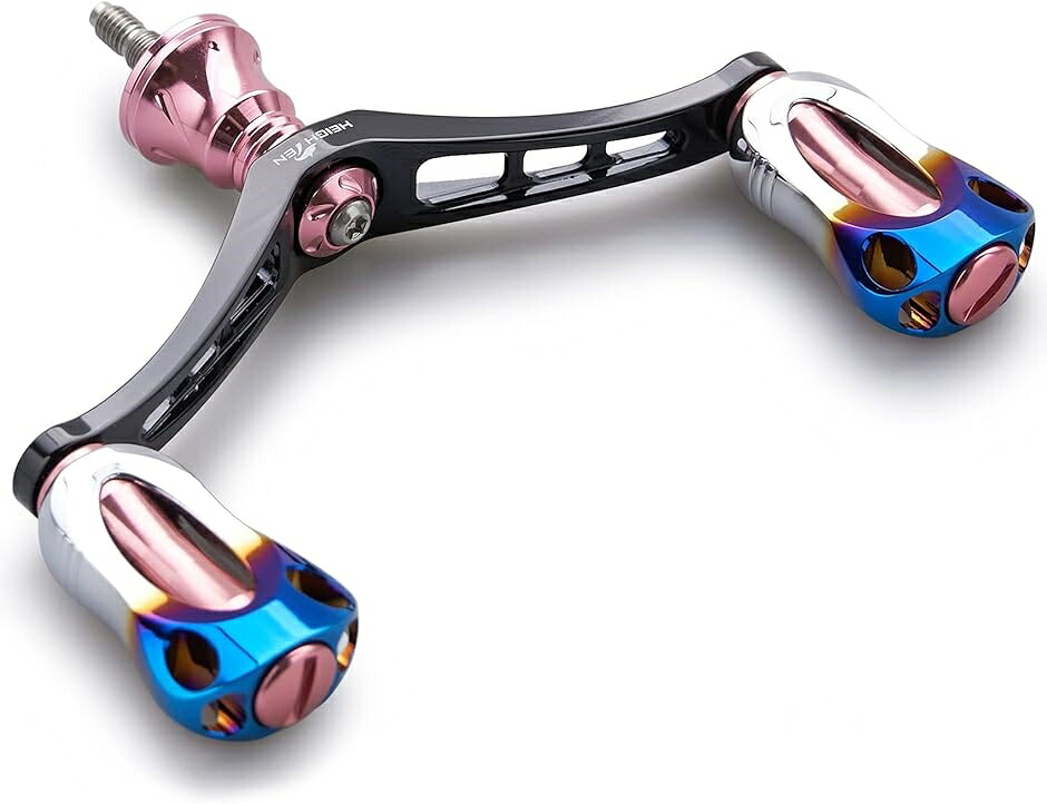 92mm リール ハンドル 22mm ノブ 搭載 シマノ ダイワ 通用 スピニングリール用 MDM( 桜ピンク(ノブ)&ブラック(ハンドル))|Dusky Rose (ヘアケア・サプリ)