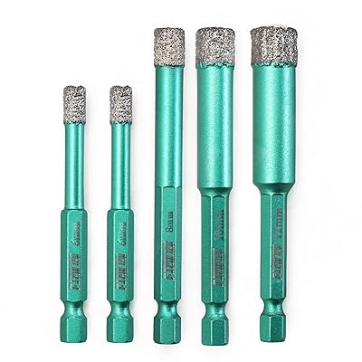ドライダイヤモンドドリルビットセット,6/6/8/10/12粍クイック取り替えっこ六角シャンク付き添い人、花崗岩マーブル瓦瀬戸もの陶芸堅牢さ原料品用