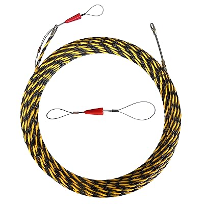 長さ20m 極点径 5.5粍 通線鉄条 導線 入線専用鉄条 通線物の具 (20m 黄色 + 黒いこと 三幹線捻じれ印字機)