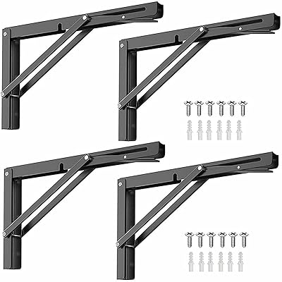 棚受け金具 ブラケット 棚支え ４本入り 20*12cm 吊り棚金具 耐荷重60kg おしゃれ L字型 コーナーシェルフ 棚づくり 折りたたみ 部屋収納 ネジ付き｜Dusky Rose （ヘアケア・サプリ）