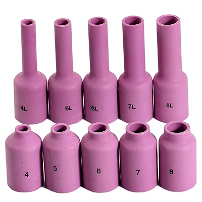 ガスレンズ（ロング）アルミナカップフィットPTA DB SR WP17 18 26シリーズTIG溶接トーチ10個入