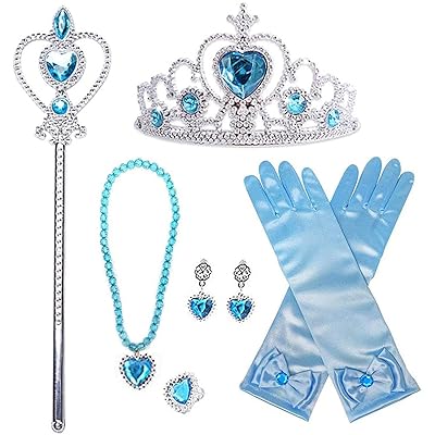 お姫様 付属品 手あそび 仕かける ティアラ 腕輪 首飾り 突っ支い棒 イヤリング 輪っか グローブ 変身 なりきり 小わっぱ お召しもの用小物 寄り合いに至適 6点仕かける (青色) おもちゃ-その他