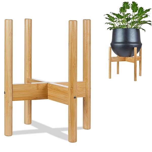 フラワースタンド 木製 屋外 室内 花台 鉢スタンド 植木鉢台 内幅35cmまで 竹製 植木台 て 100KG耐荷重 花ポットホルダ 組み立て簡単 鉢置き (ナチュラル, XLサイズ：35x33cm)｜Dusky Rose （ヘアケア・サプリ）