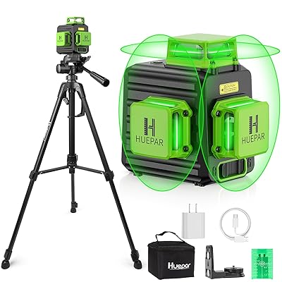 3x360 グリーン レーザー 墨出し器 緑色 クロスライン 12mのエレベーター三脚付き ライン照射モデル 自動補正 2電源方式 Type-C充電可能 受光器対応 B03TP