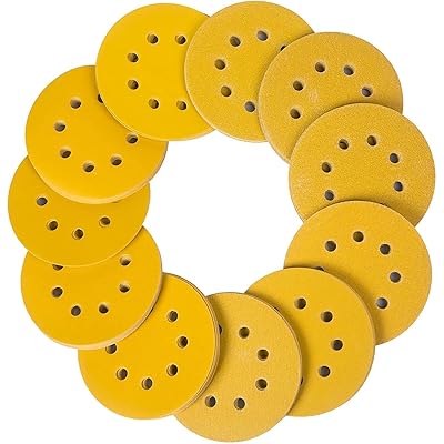サンドペーパー サンディングディスク 125mm 8穴 丸型 100枚 #80番 サンドペーパー セット 耐水サンドペーパー 電動サンダー用サンディング 木工DIY 金属ジュエリー研磨-赤 (125mm 110枚 60番 ~ 800