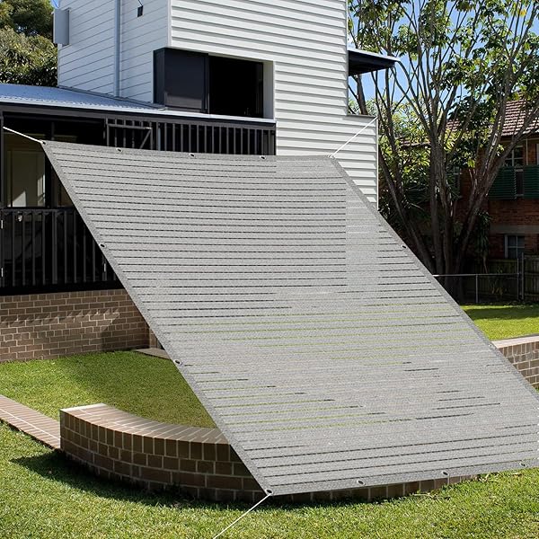 日除け シェード屋外 サンシェード オーニグ 1.8x1.8m グレー透かし編み ひよけシェード ベランダ日除け 廊下用・バルコニー用 ベランダサンシェード 断熱効果