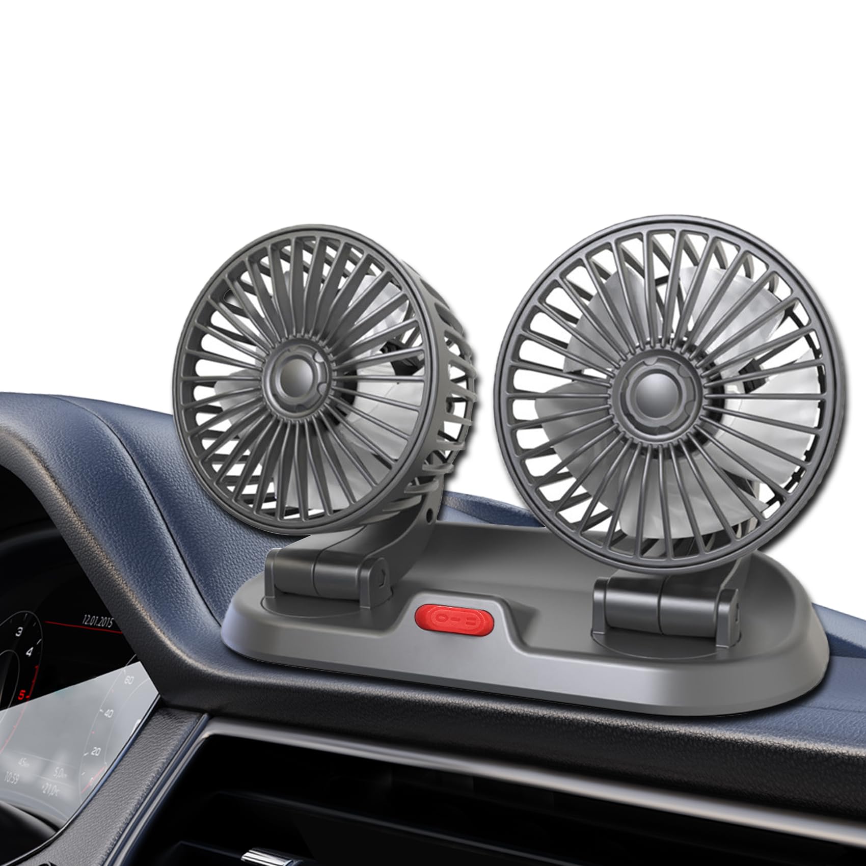 車用冷却ファン ポータブル自動冷却ファン ダブルヘッドカーファン 360度回転デュアルヘッドファン USBポータブルファン 2速の車用ファン ダッシュボード/SUV/RV/トラック/ボート用｜Dusky Rose （ヘアケア・サプリ）