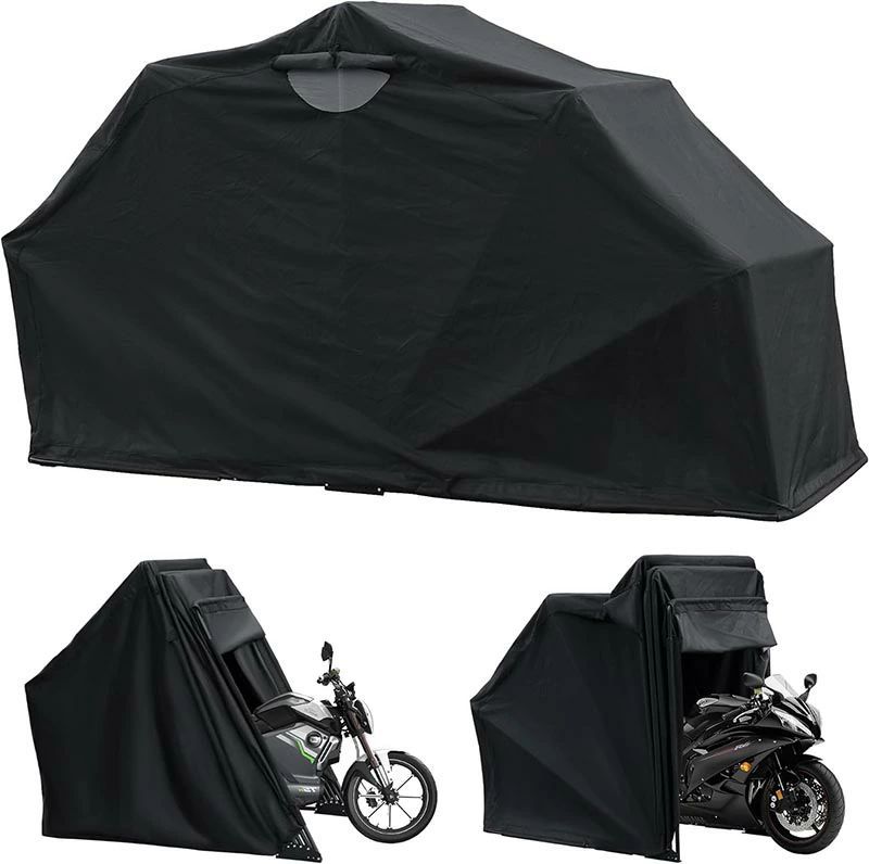 バイクガレージ 自転車テント サイクルハウス サイクルガレージ サイクルポート 屋外 バイク収納 ガレージテント バイクシェルター 屋根 高耐久鋼フレーム UV加工シート・遮熱・撥水加工 雨よけ 家庭・アウトドア・戸外用 ブラック