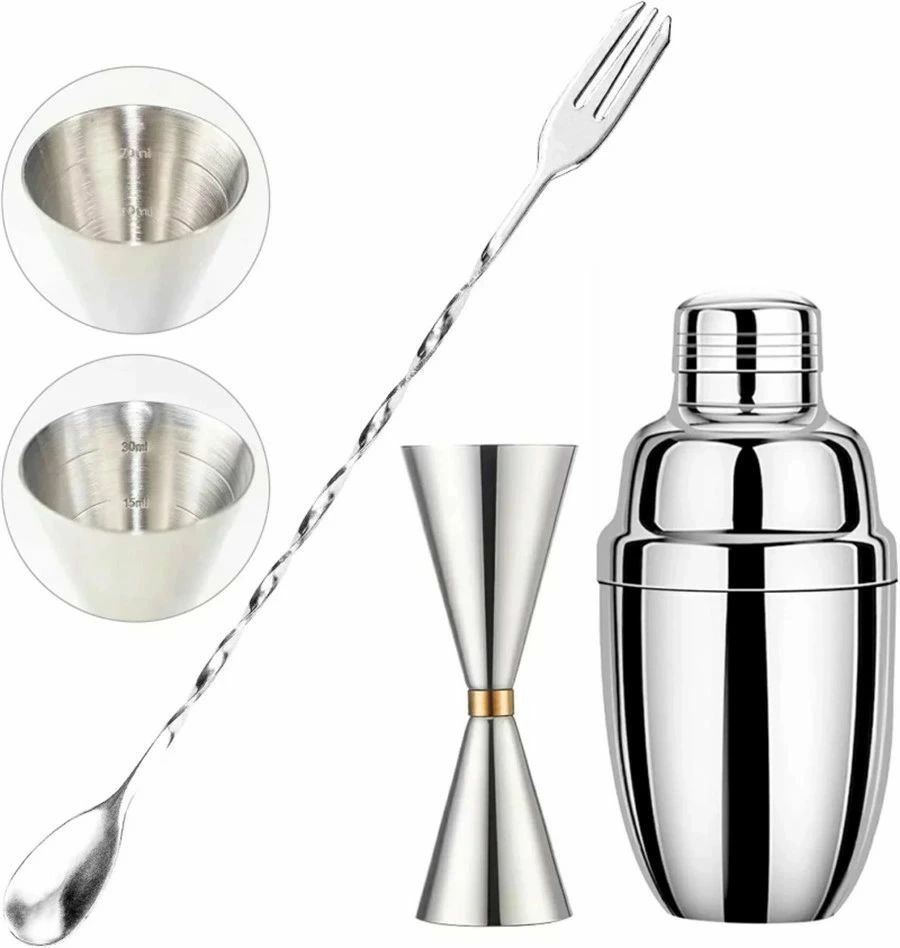 カクテルシェイカー ジガーカップ 目盛り付き 3点セット メジャーカップ 30ml/45ml バースプーン 30cm マドラー カクテル メジャーカップ 計量カップ ジガー カクテルシェーカーセットバーテンダー バー用品 ステンレス ハイボール お酒画像