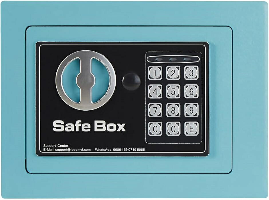 御金蔵 小型 身寄り用 陰電子テンキー式 日本製 6L小型 safe 飾り気の無い 壁後ばらい相応う 旅人宿御金蔵 防犯御金蔵 バス発着場用 1(Blue,  6L)