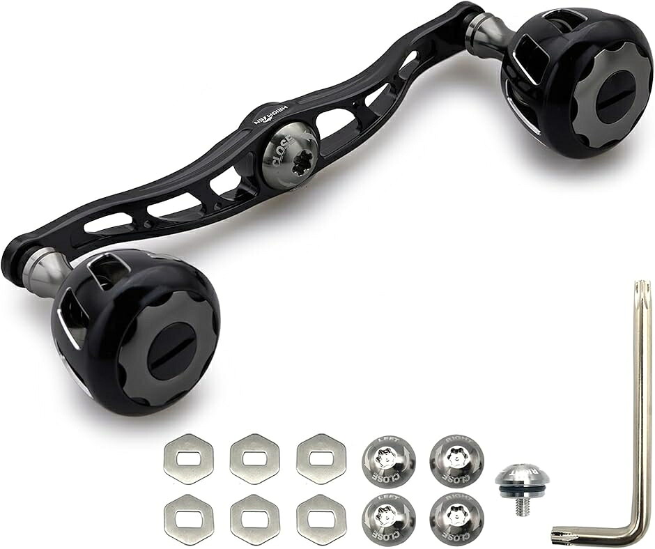 130mm リール ハンドル 32mmノブ搭載 シマノ ダイワ MDM( 120mm - ブラック(ハンドル)＆ブラック/ガンメタル(ノブ))｜Dusky Rose （ヘアケア・サプリ）
