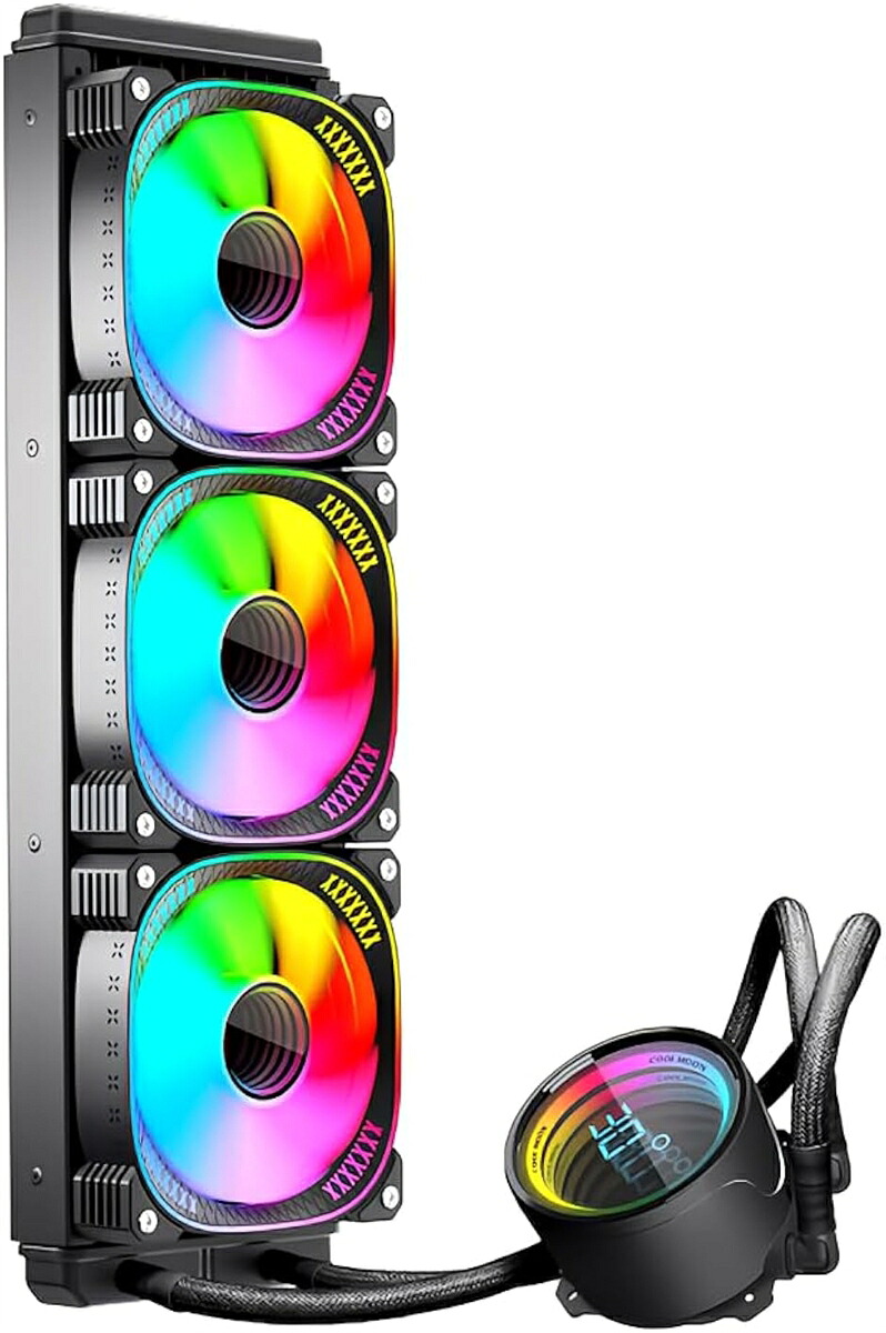 【互換品】COOLMOON 簡易水冷クーラー 温度表示機能付き インフィニティ―ミラー CPUクーラー LED ARGB 5v 3pin