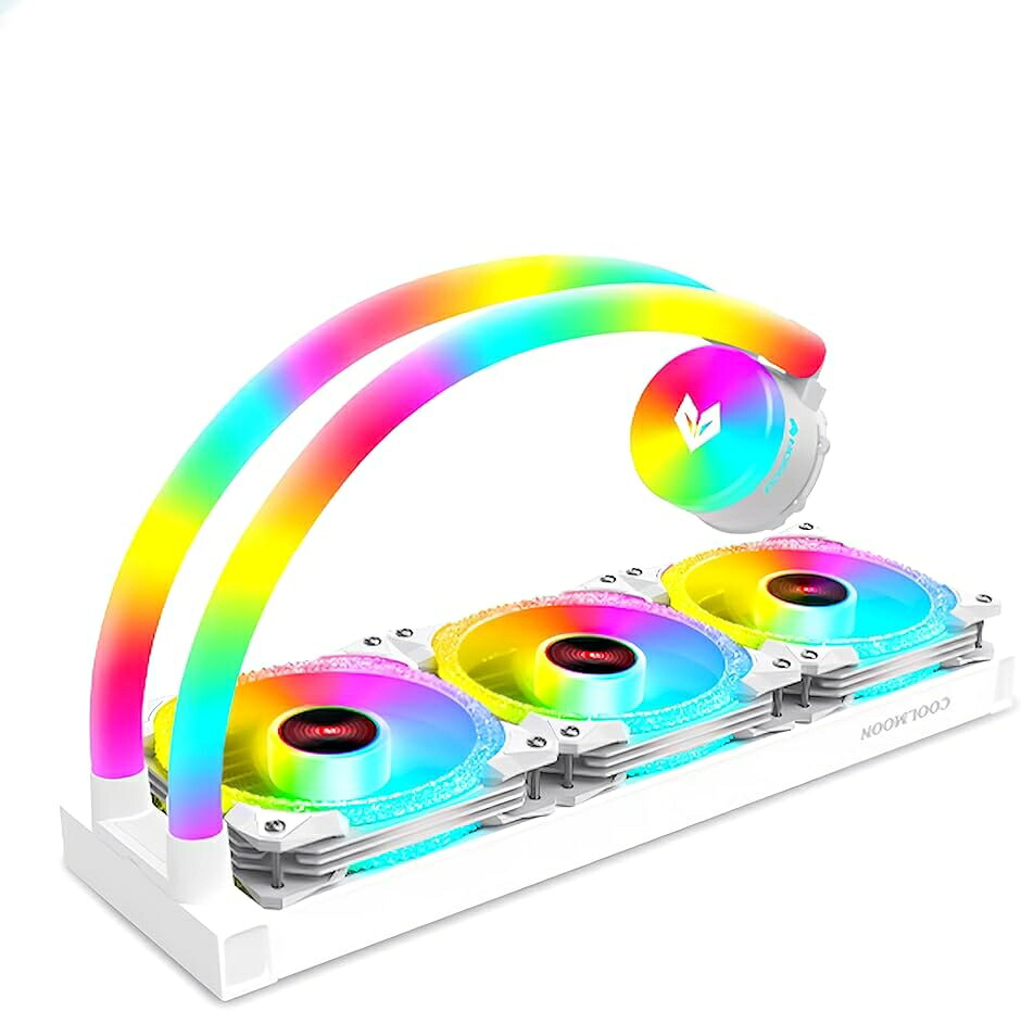 【互換品】 ホースLED 簡易水冷クーラー 360 mm CPUクーラー ARGB 5v 3pin 4pin(ホワイトVer1_ダイヤ)｜Dusky Rose （ヘアケア・サプリ）