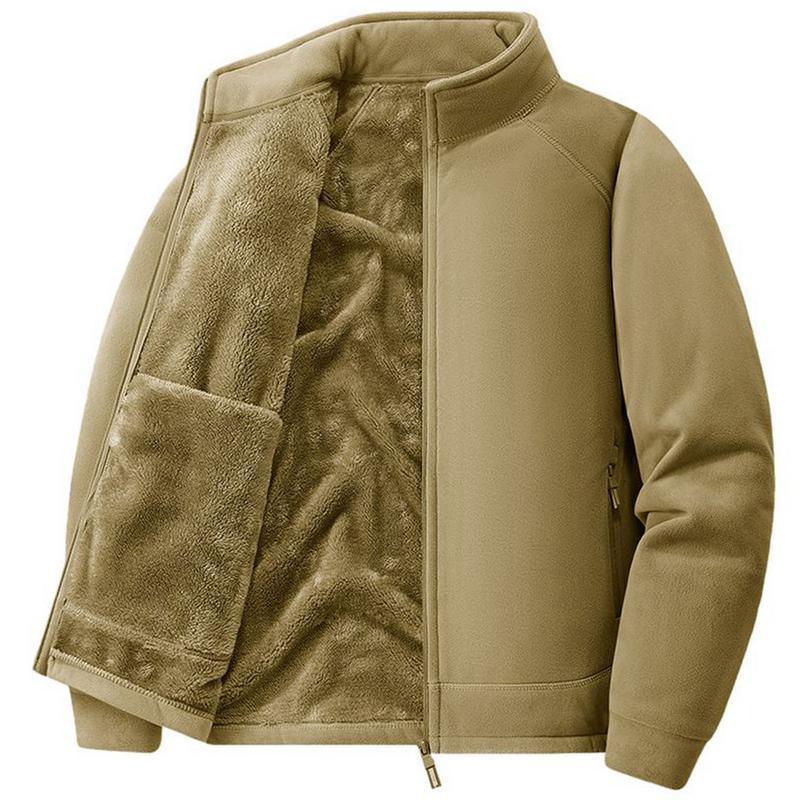 メンズ ボア上衣 牟礼上衣 フリース 朦々たる 立ち襟 裏ボア 秋冬服 長袖 大きめ もこもこ 厚地の外套 防風 防寒 好いたらしい 無地 その他-日用品雑貨・文房具・手芸