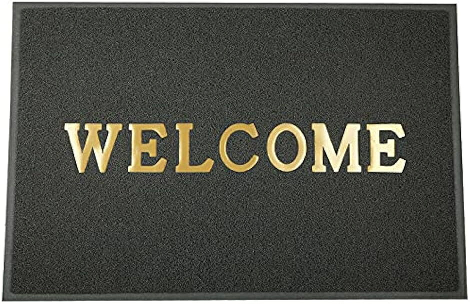 入り口・入口つや消し 泥落とし 露天 屋内 80x120糎 洗える WELCOME ウェルカムマット 身寄り用 吸水 速乾 好いたらしい( 薄墨色)