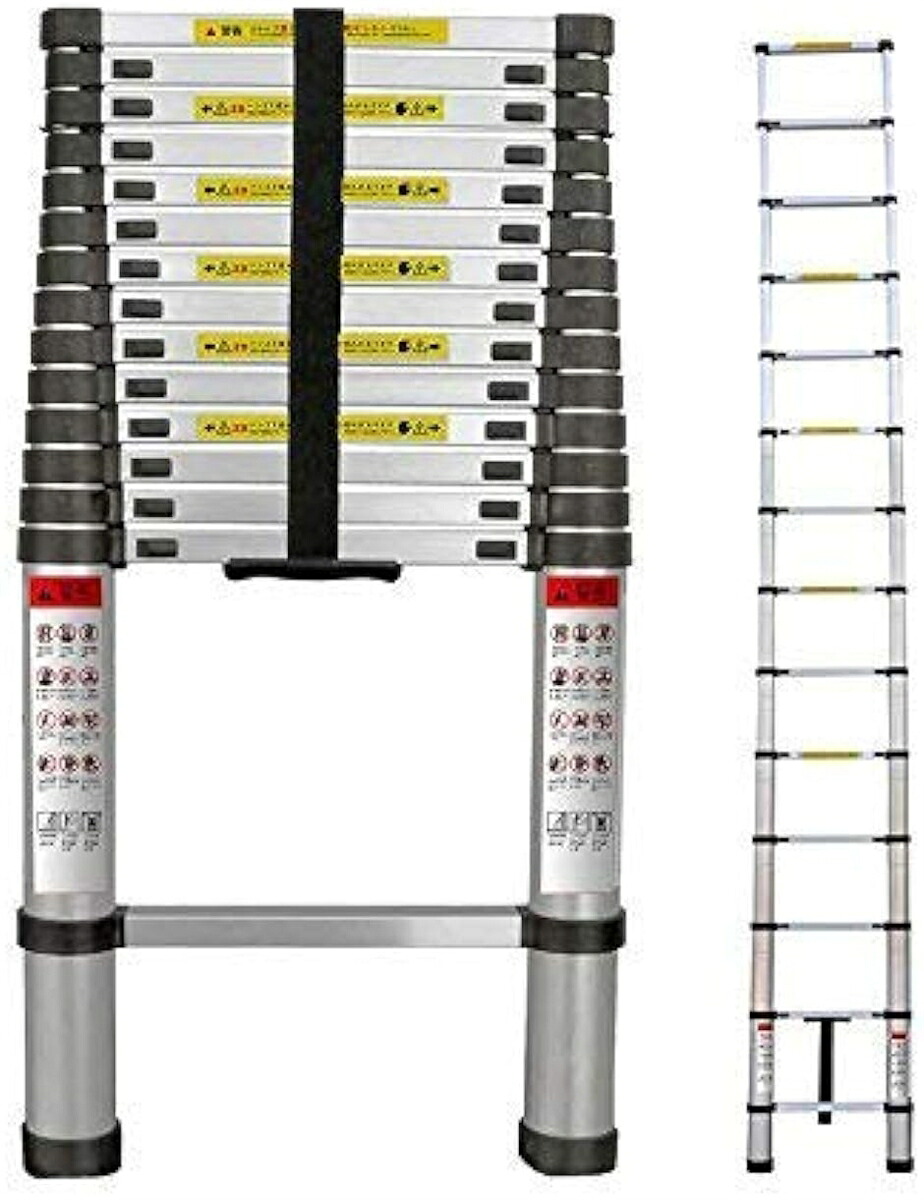 伸縮掛けはしご 耐荷重150kg スーパーラダー パウダーコンパクト 持ち運び分かりやすい 伸縮自在 自動小銃鍵を掛ける 横すべり式( しろがね色,  6.2M)